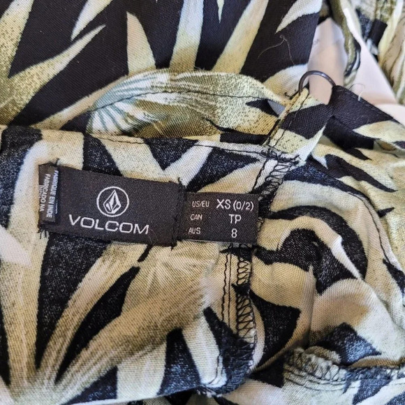 Volcom Coco Maxi Dress Green Black Leaf Print Sleeveless sz XS NWT $70 - Picture 7 of 11